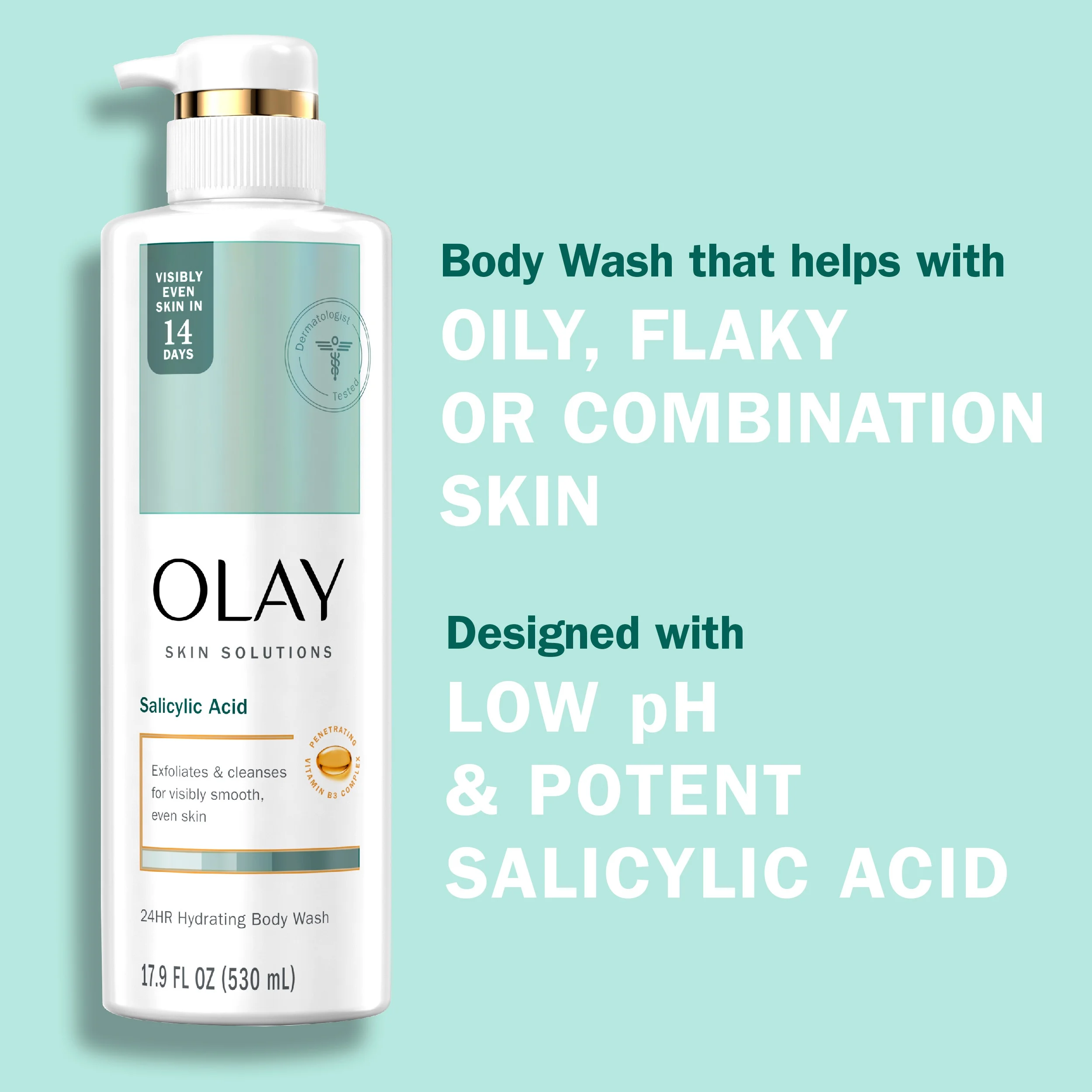 Olay Skin Solutions Body Wash with Salicylic Acid 530ml pump bottle