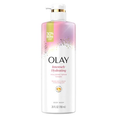Olay Intensely Hydrating body wash with hyaluronic serum, 768ml pump bottle