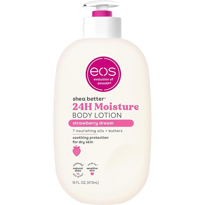 eos Strawberry Dream 24H Moisture Body Lotion 16oz pump bottle