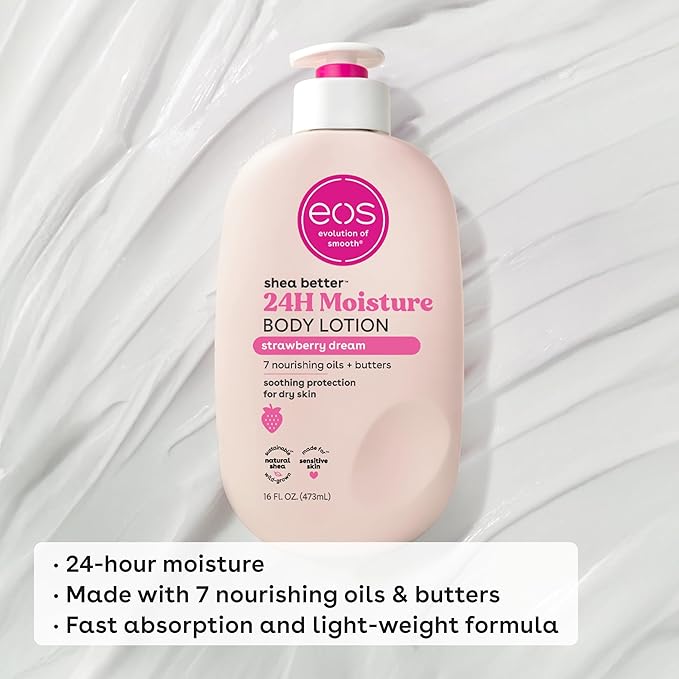eos Strawberry Dream 24H Moisture Body Lotion 16fl oz pump bottle