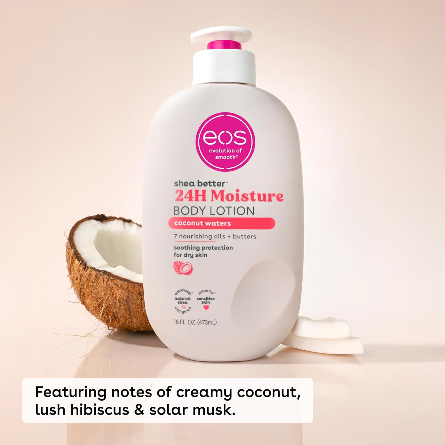 eos Shea Better 24H Moisture Body Lotion Coconut Waters 16 fl oz pump bottle