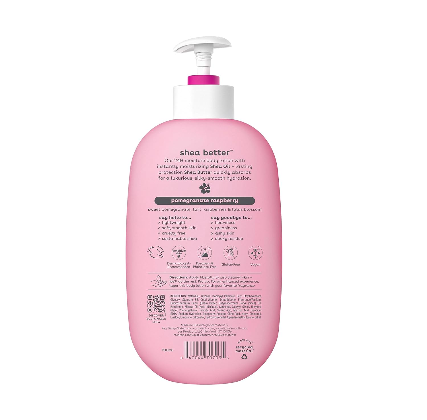 eos Shea Better Moisture Body Lotion Pomegranate Raspberry 16 fl oz pump bottle