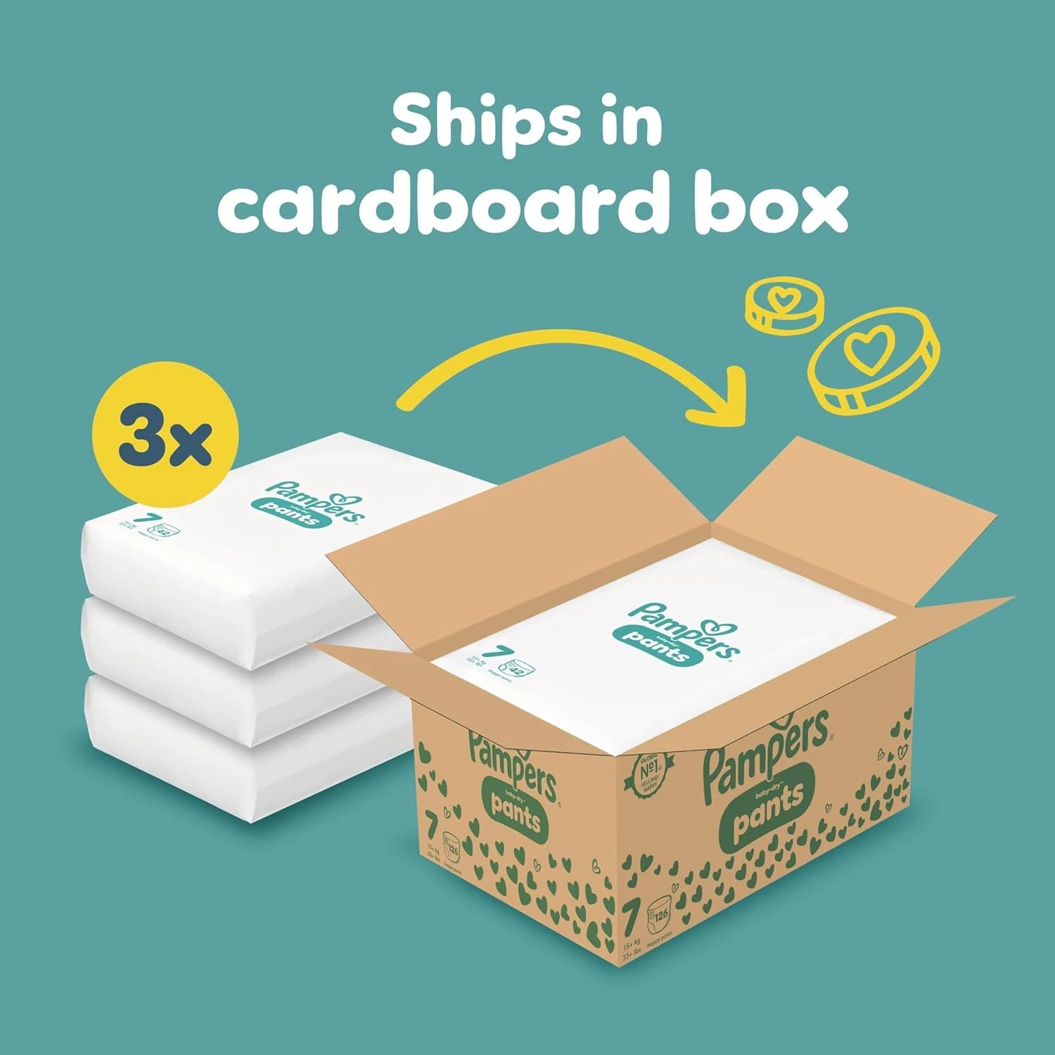 Pampers Baby-Dry Nappy Pants Size 7, 126 nappies in cardboard box
