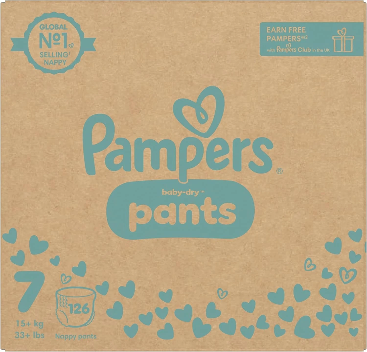 Pampers Baby-Dry nappy pants Size 7, 126 count, 17kg plus