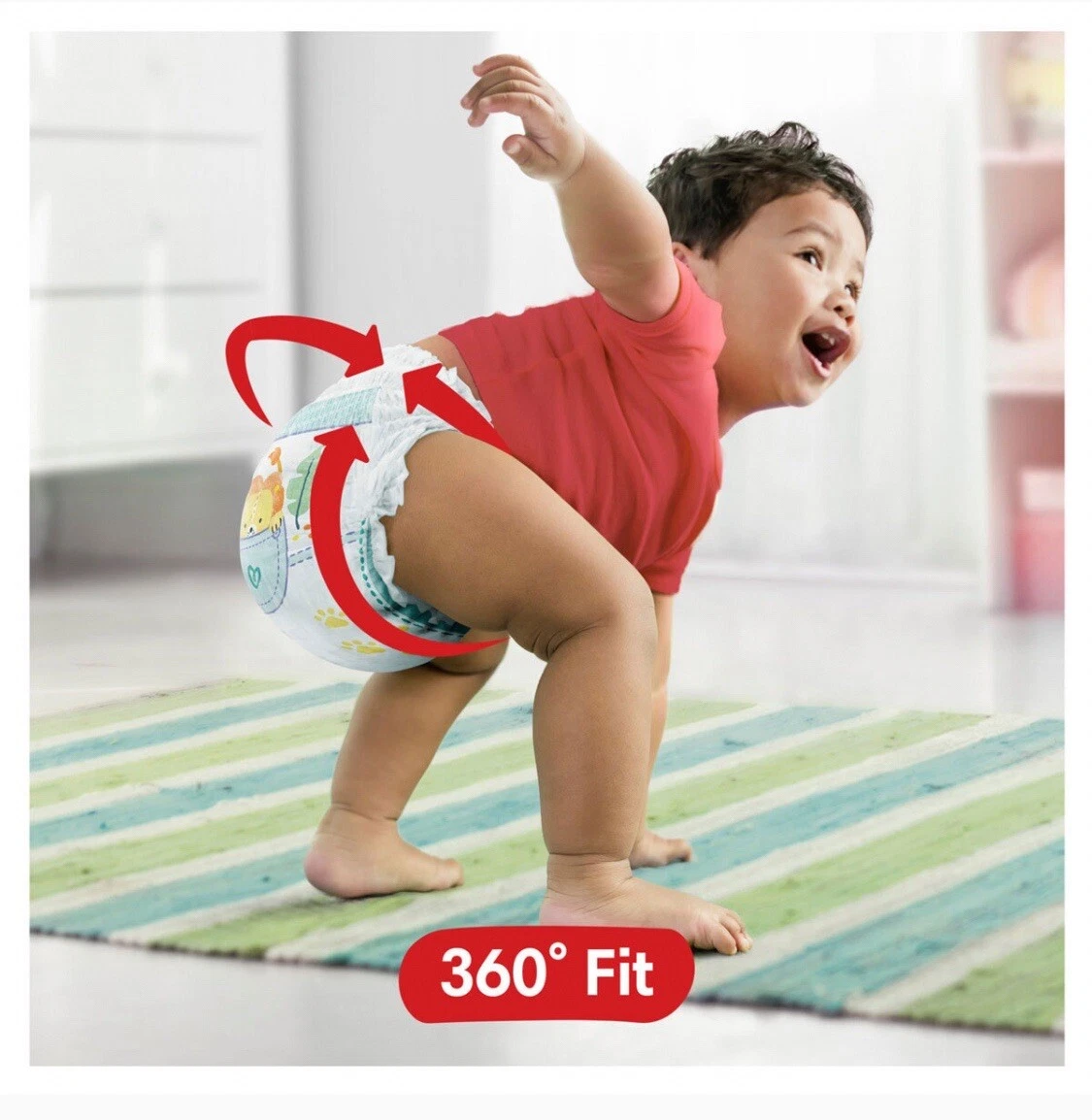 Pampers Baby-Dry Nappy Pants Size 8, 19kg+ with 360 degree fit fasteners