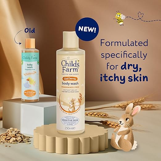 Child's Farm OatDerma body wash 250ml fragrance-free bottle