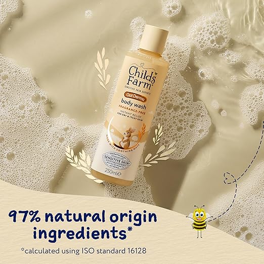 Child's Farm OatDerma body wash 250ml bottle with natural ingredients