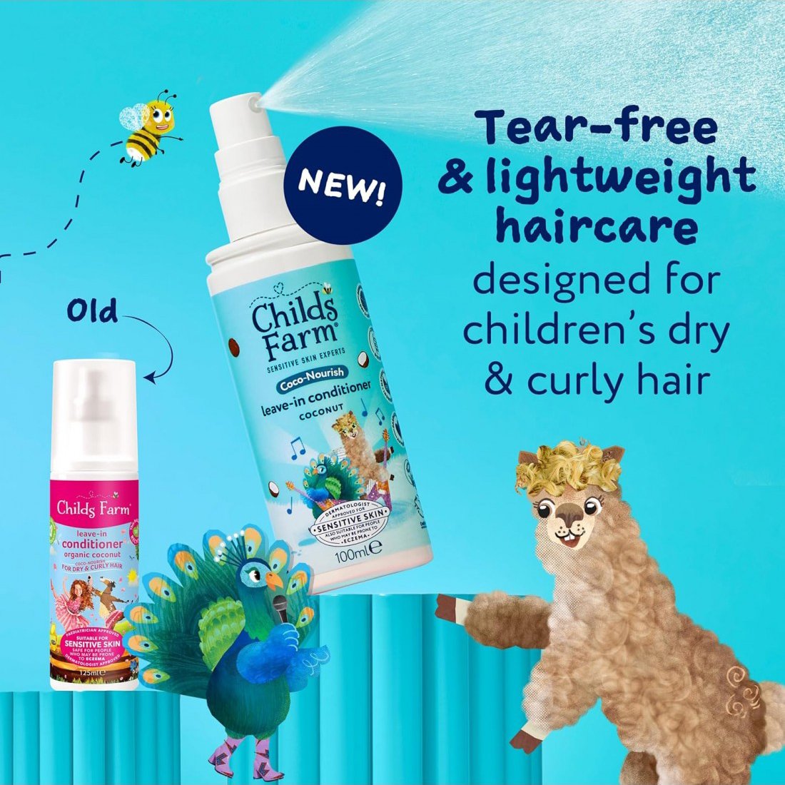 Childs Farm Coco-Nourish leave-in conditioner spray 100ml turquoise bottle
