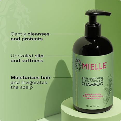 Mielle Organics Rosemary Mint Strengthening Shampoo 12 fl oz bottle with pump dispenser