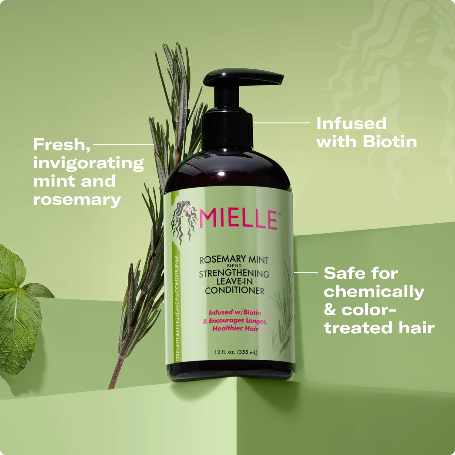 Mielle Organics Rosemary Mint Strengthening Leave-In Conditioner, 12 fl oz bottle