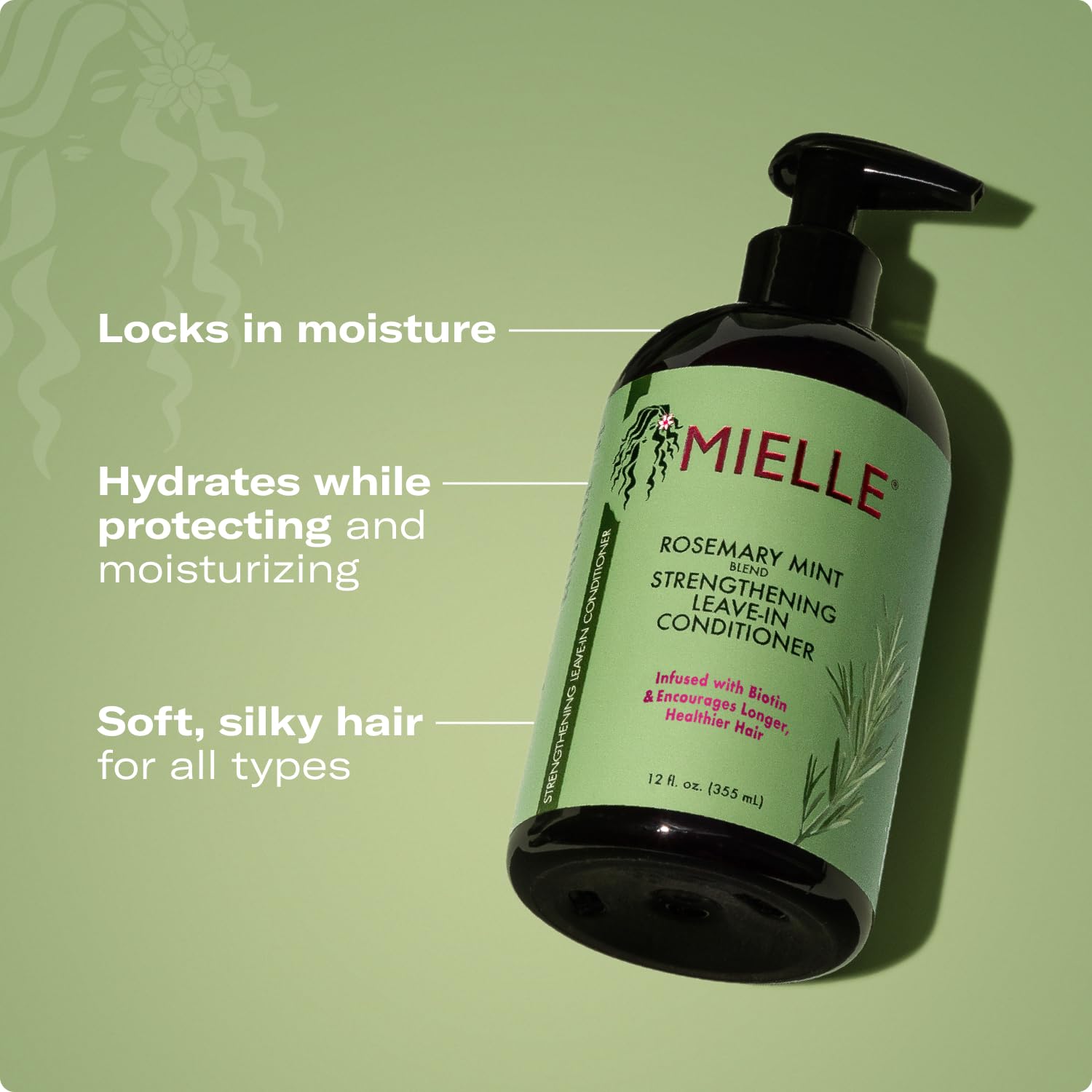Mielle Organics Rosemary Mint Strengthening Leave-In Conditioner 355ml pump bottle