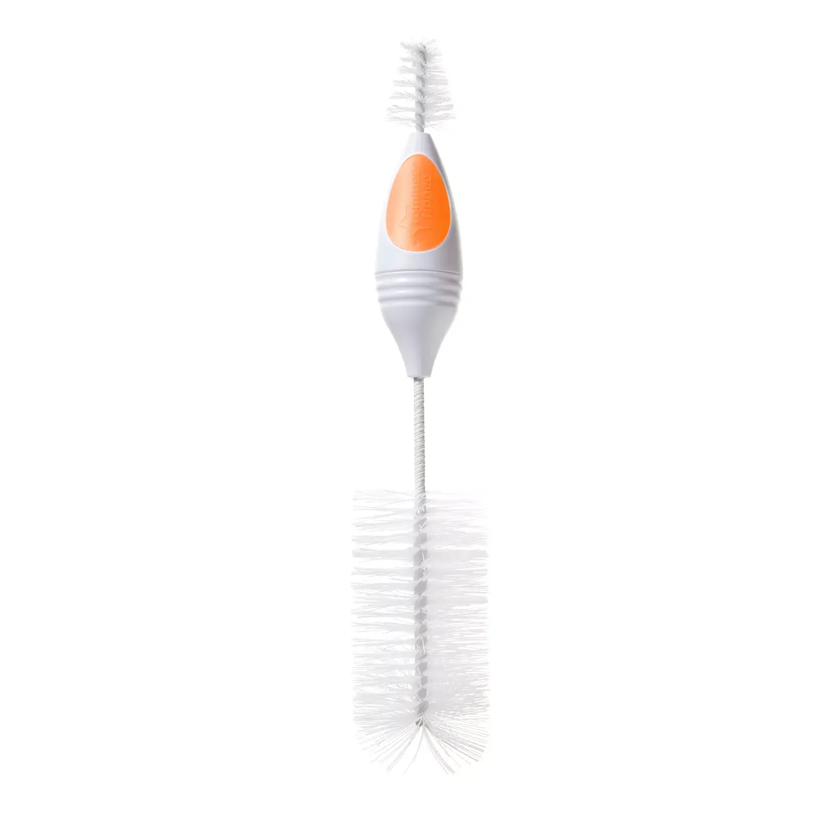 Tommee Tippee bottle and teat brush with orange handle and white bristles