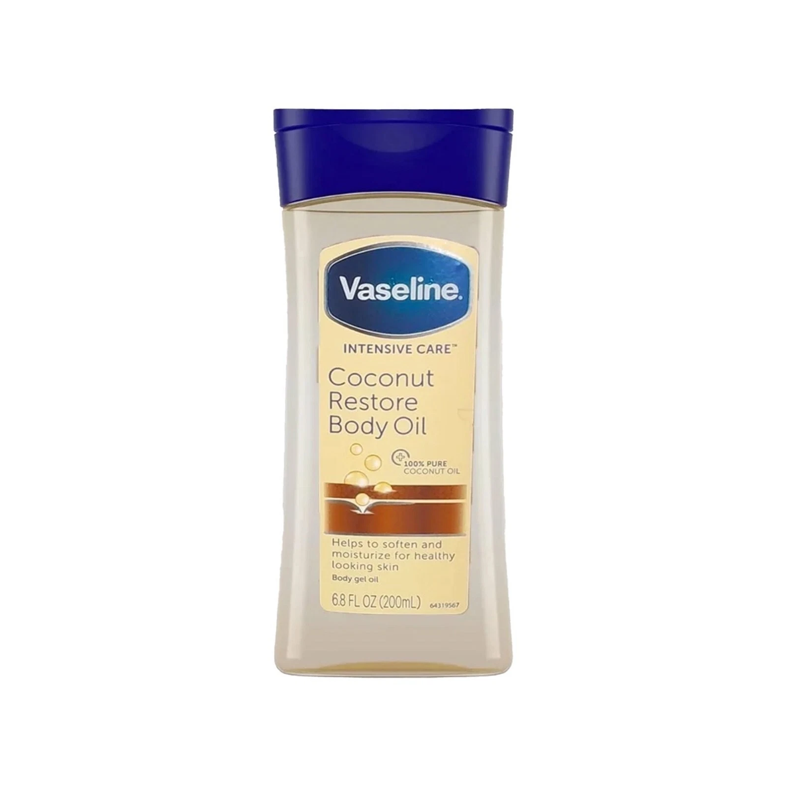Vaseline Intensive Care Coconut Restore Body Oil 200ml bottle with blue cap