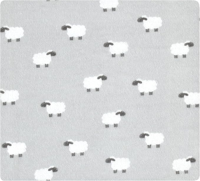 Hudson Baby cotton flannel receiving blanket with cute farm sheep pattern, grey