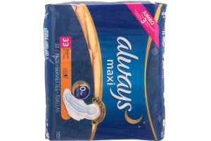 Always Maxi Overnight Pads Size 4 blue pack with wings
