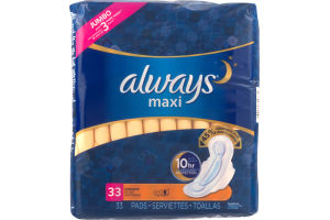 Always Maxi Overnight Pads Size 4 pack of 33 sanitary pads