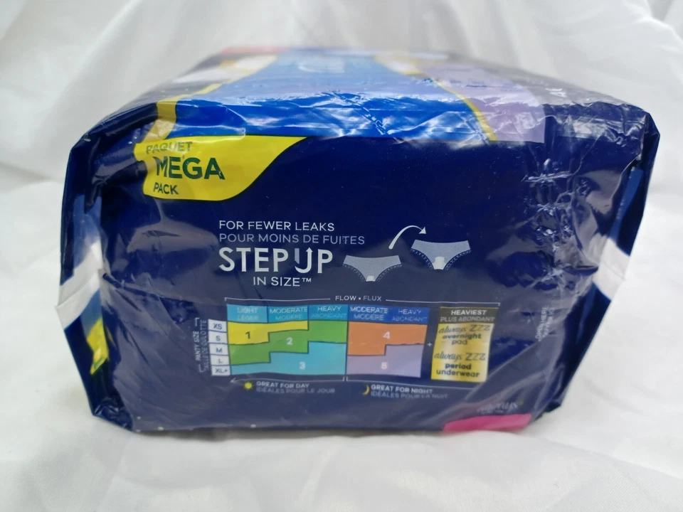 Always Ultra Thin Extra Heavy Overnight Pads Mega Pack blue packaging