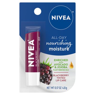 Nivea Lip Care Blackberry tinted moisturising balm 4.8g carded pack