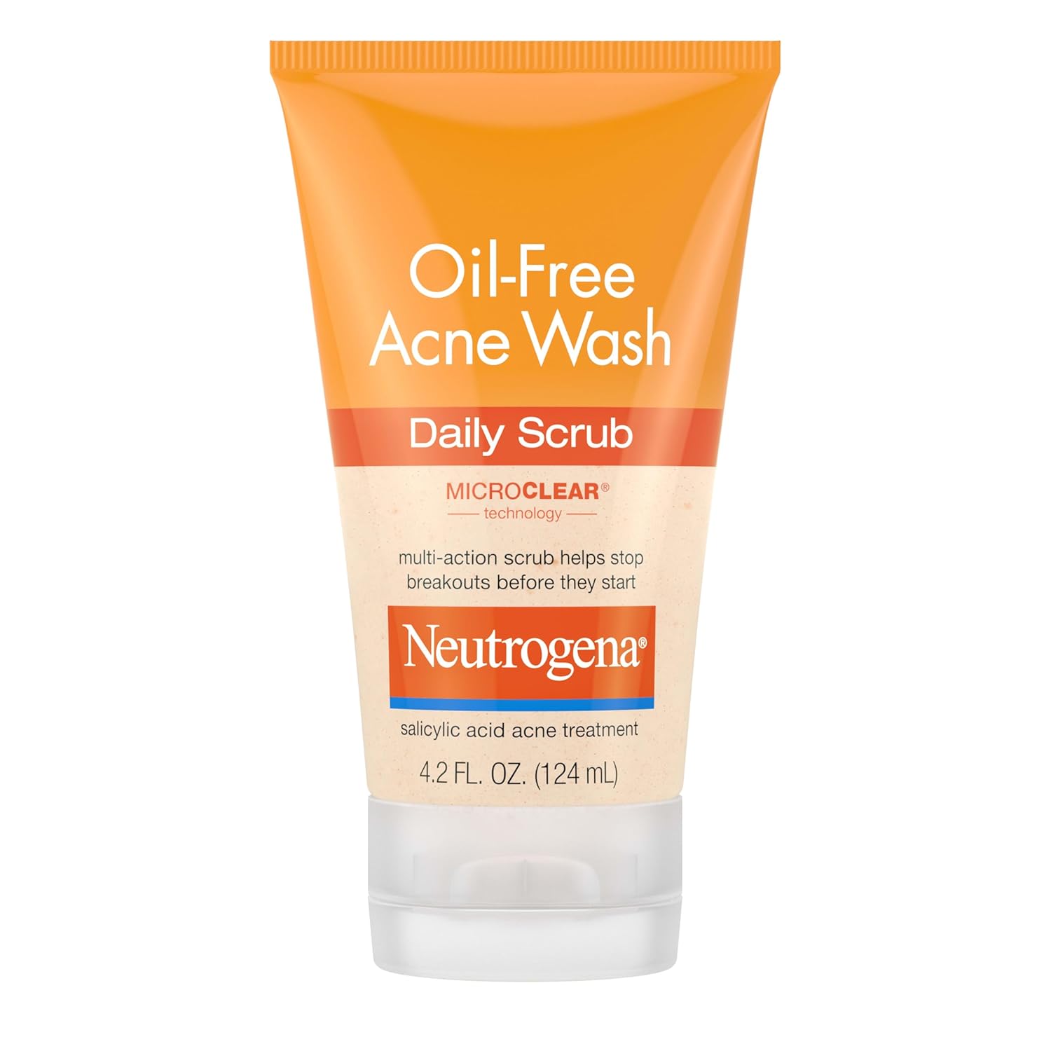 Neutrogena Oil-Free Acne Wash Daily Scrub 4.2oz tube with orange label