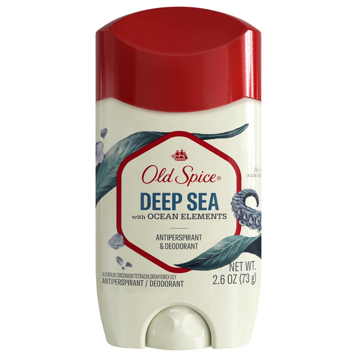 Old Spice Deep Sea antiperspirant and deodorant stick, 2.6 ounce size, red cap