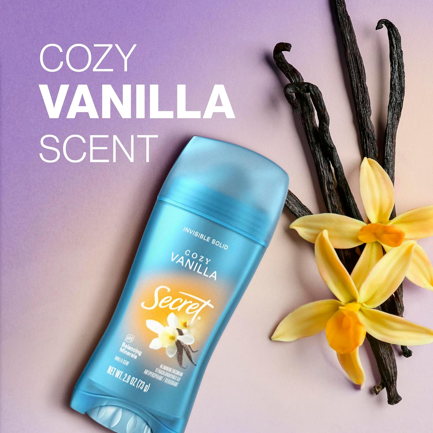 Secret Cozy Vanilla invisible solid deodorant 2.0oz stick