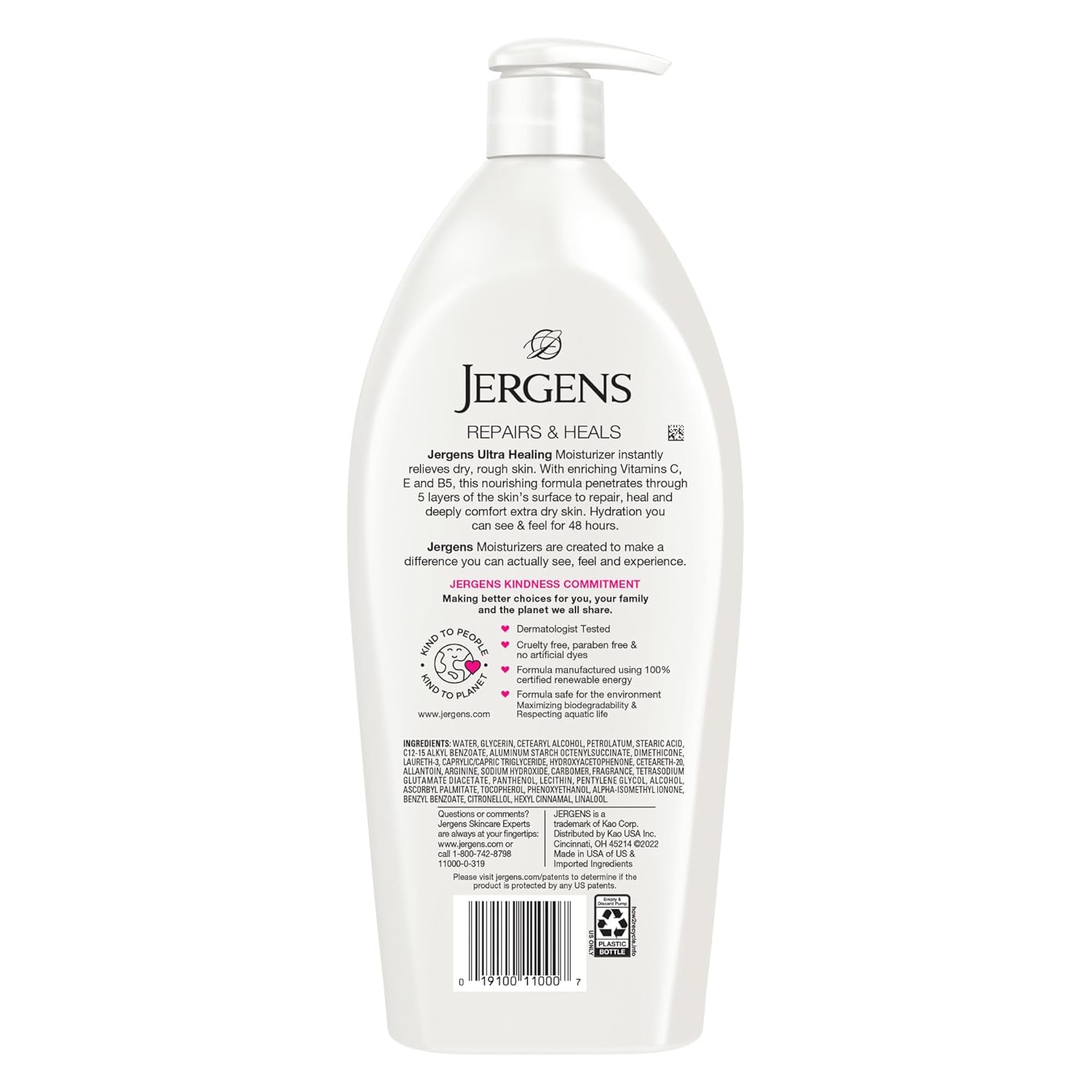 Jergens Ultra Healing Moisturiser 21oz Xtra Dry Skin Fragrance-Free pump bottle