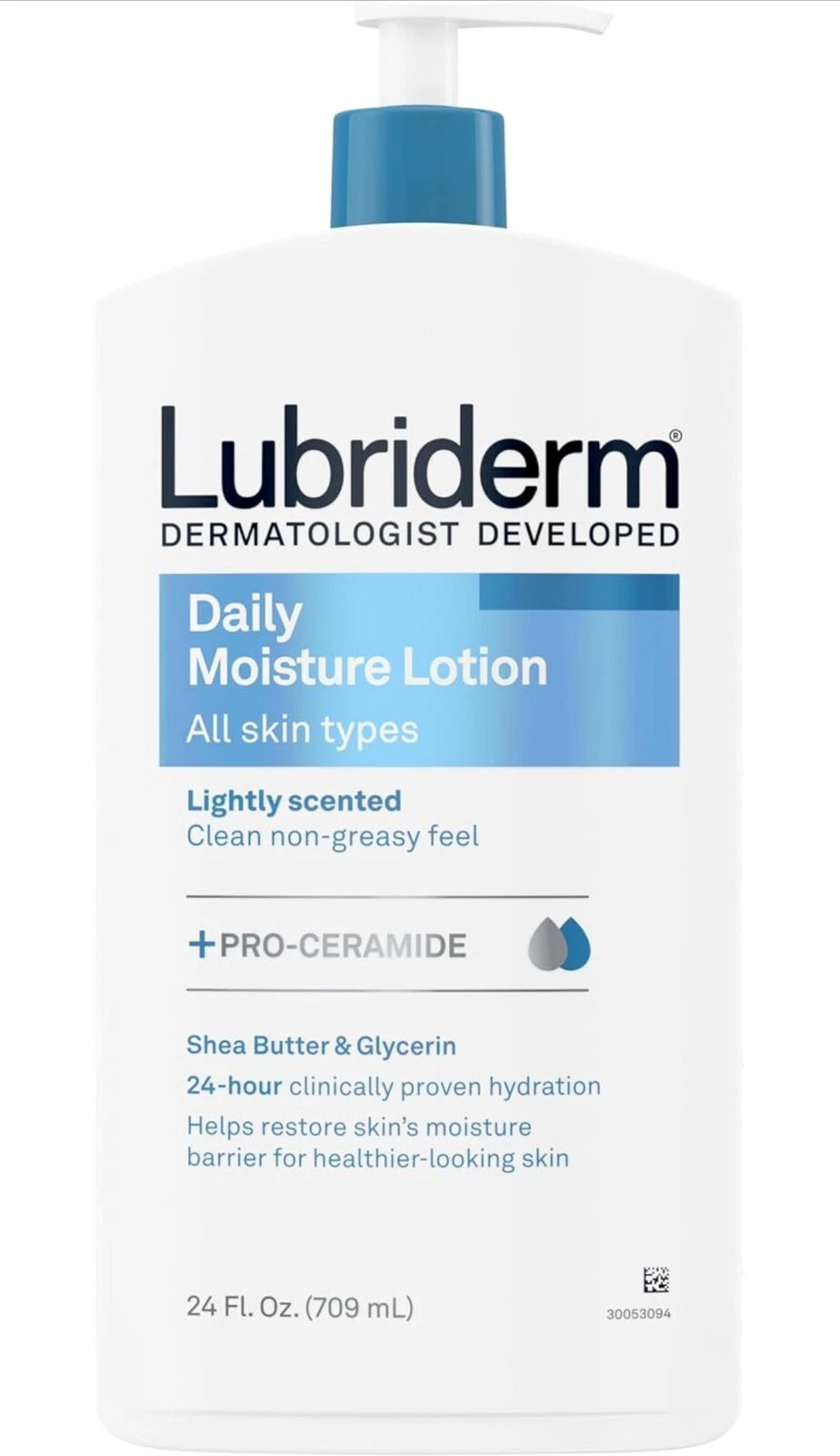 Lubriderm Daily Moisture Lotion with Pro-Ceramide, 24 fl oz pump bottle