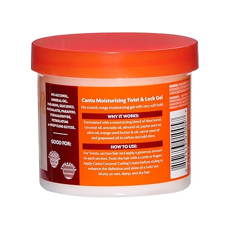 Cantu Moisturising Twist & Lock Gel 370g hair styling product jar