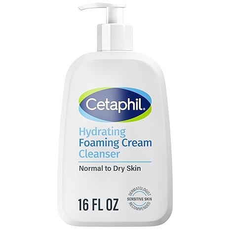 Cetaphil Hydrating Foaming Cream Cleanser 473ml white pump bottle for normal to dry skin