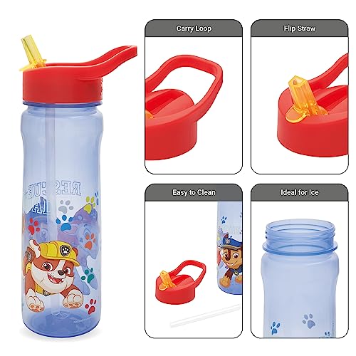 Paw Patrol red and blue reusable water bottle 600ml with flip straw
