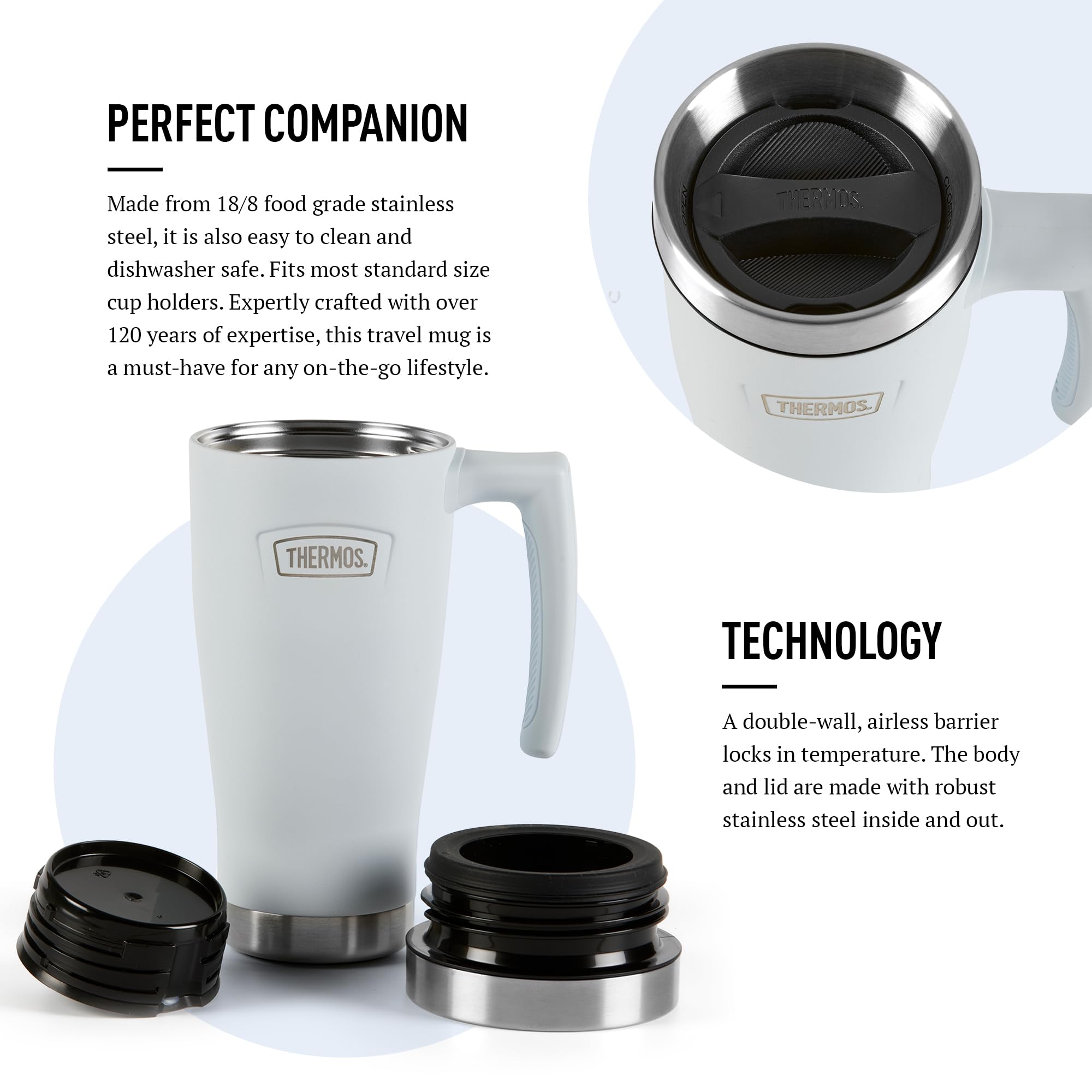 Thermos Icon 470ml thermal travel mug with handle, herbal blue