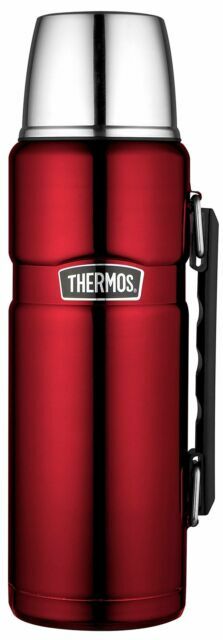 Thermos Stainless King red insulated flask 1.2 litre with carry handle