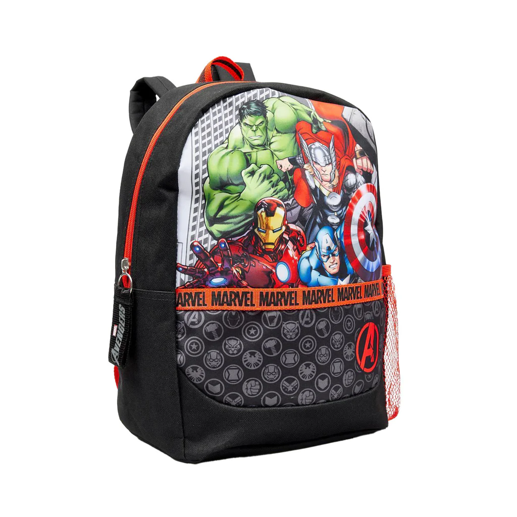 Avengers Hero Sports Panel Backpack with Hulk, Iron Man and Captain America graphics
