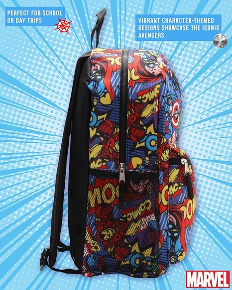 Marvel Avengers older kids backpack with character-themed design and straps