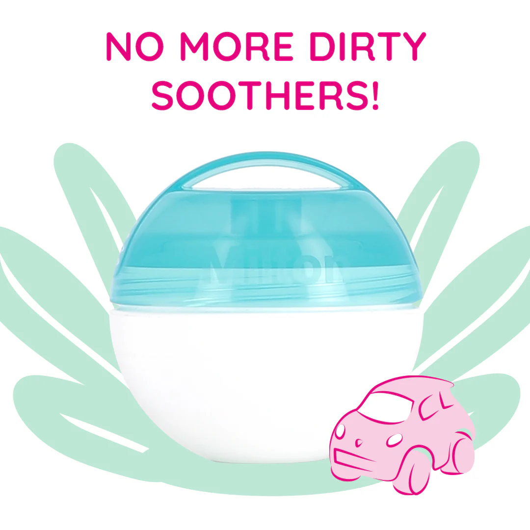 Milton Mini Soother Steriliser with turquoise lid and white base