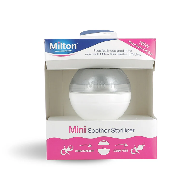 Milton Mini Soother Steriliser silver and white compact steriliser unit