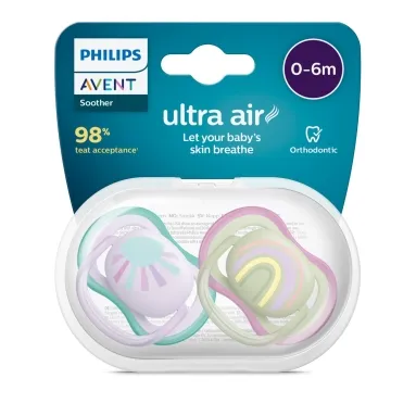 Philips Avent Ultra Air soothers 0-6 months girl 2-pack