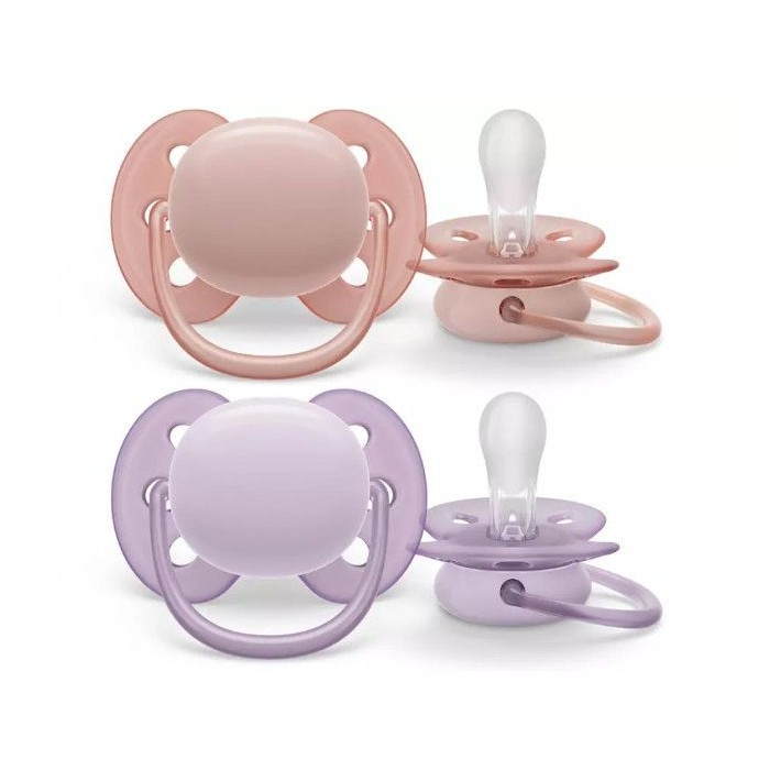 Philips Avent Ultra Soft Soothers girl 0-6 months pink and purple two pack