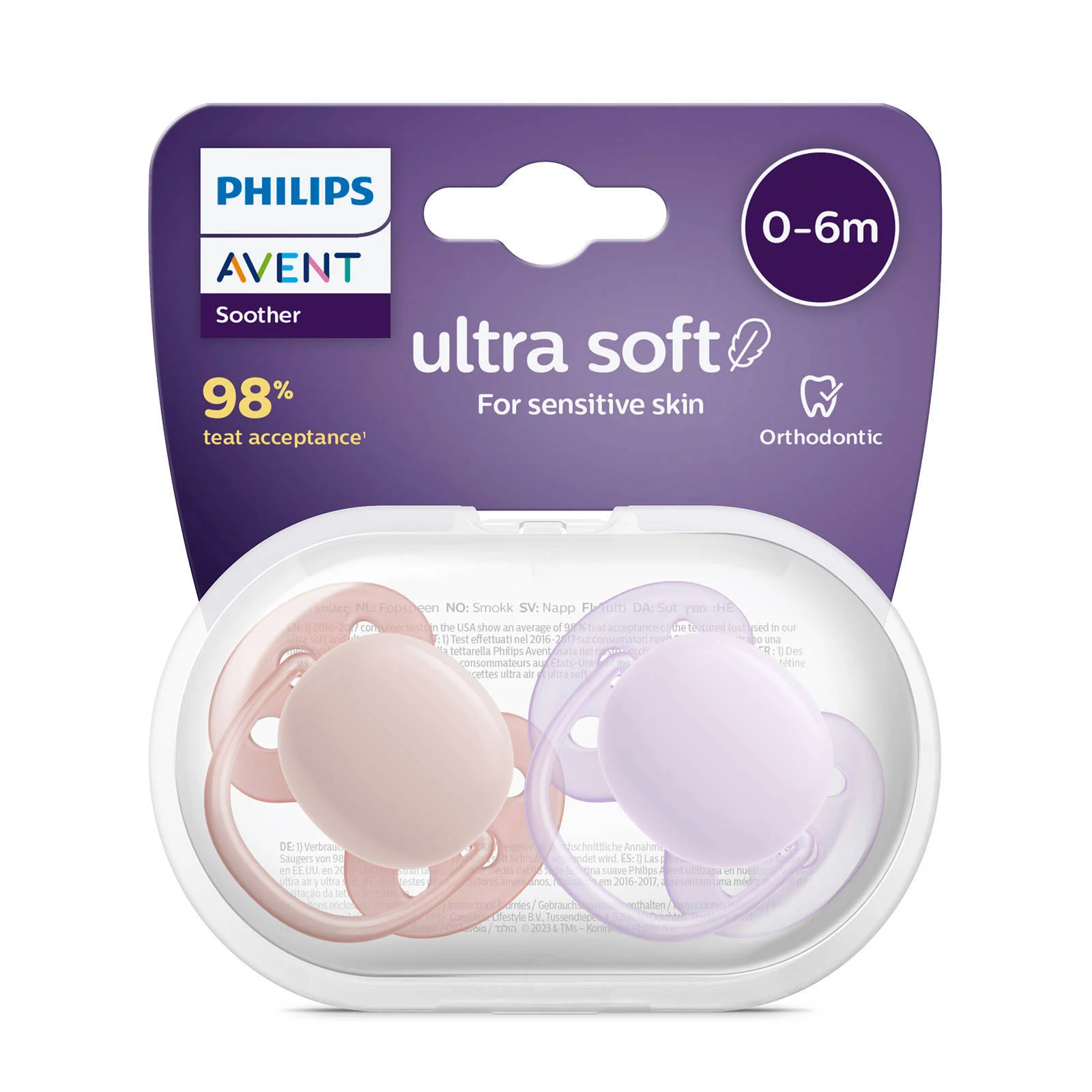 Philips Avent Ultra Soft Soother Girl 0-6 months two pack pink and purple
