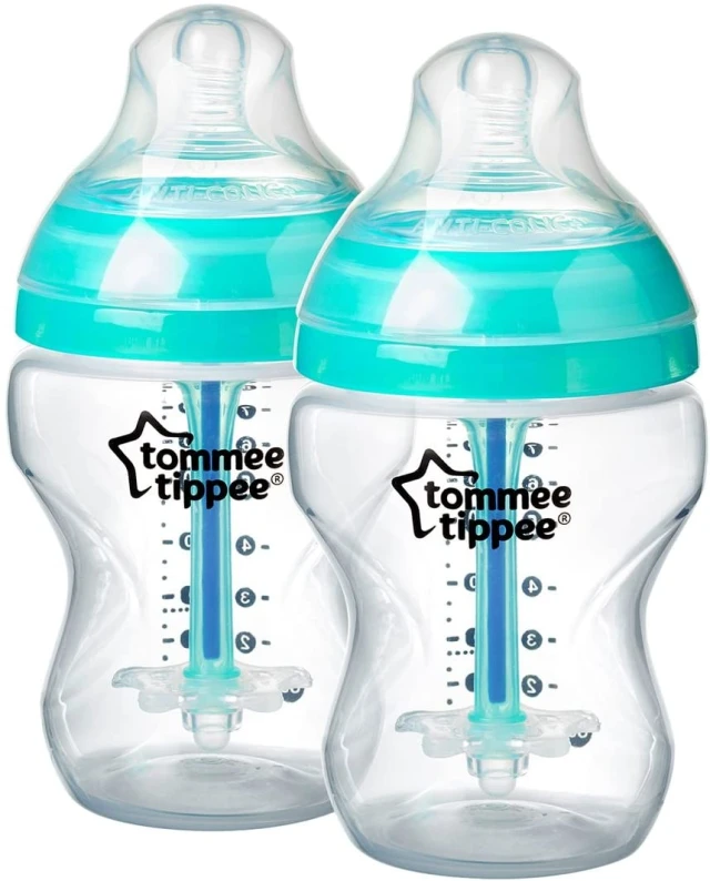 Tommee Tippee Anti-Colic 260ml feeding bottles, turquoise, pack of two