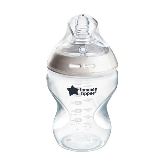 Tommee Tippee Natural Start clear feeding bottle 260ml with teat