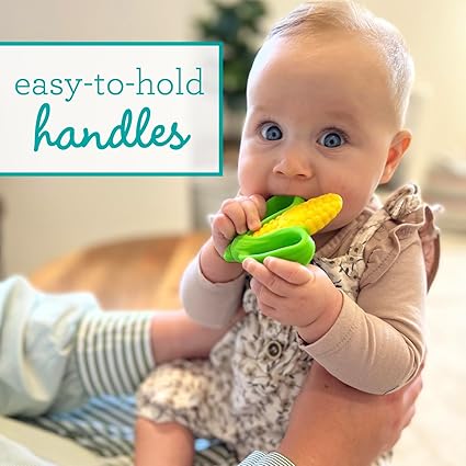 Infantino Go Gaga Farmer's Market Teethers Gift Set, three-piece, easy-to-hold handles