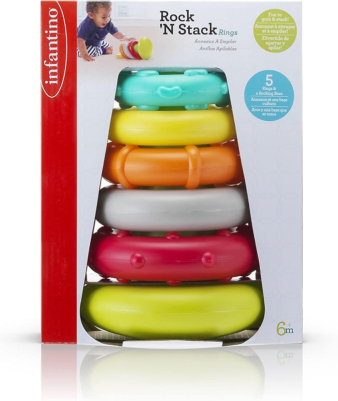Infantino Rock N Stack Rings stacking toy six coloured rings six months plus