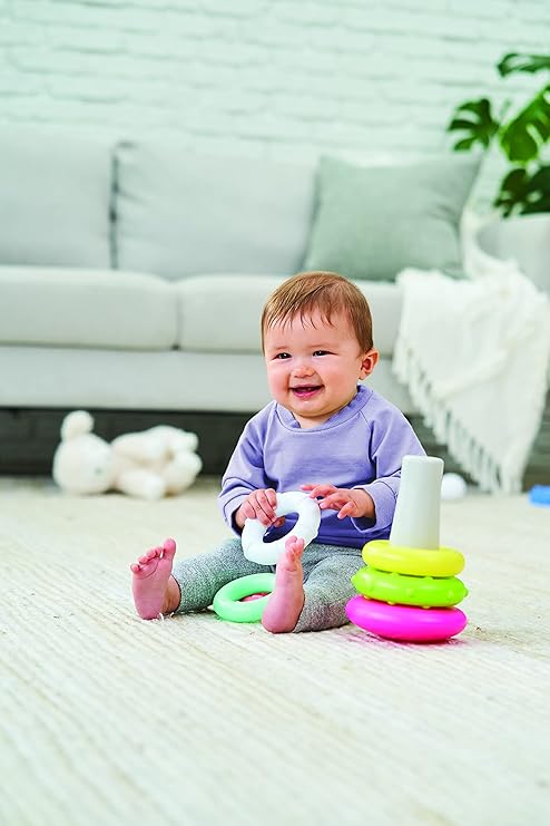 Infantino Rock N Stack Rings pink stacking toy for six months plus
