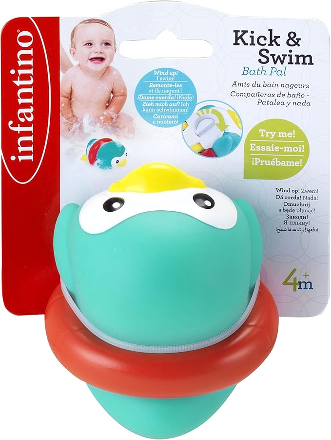 Infantino Kick & Swim Bath Pal Penguin wind-up toy for babies four months