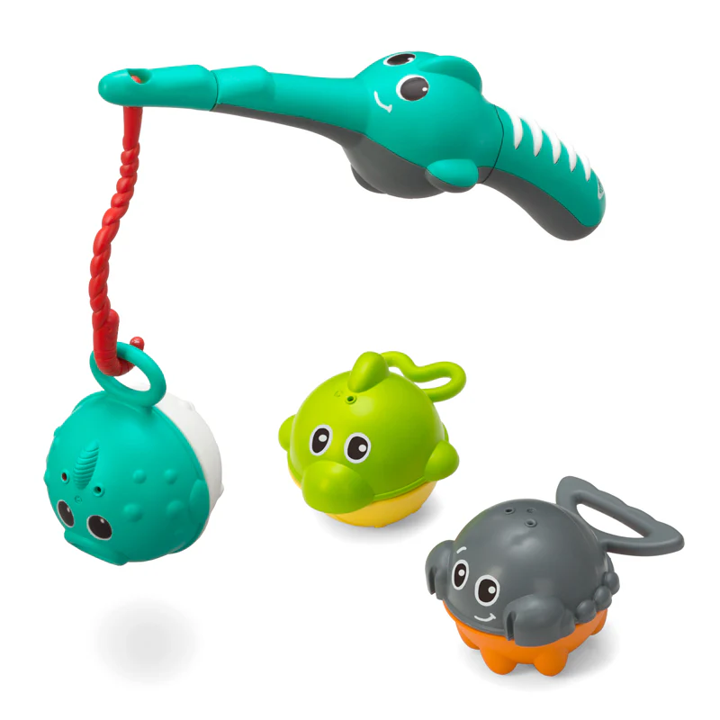 INFANTINO Fishing Fun Activity Set with turquoise rod and three fish toys