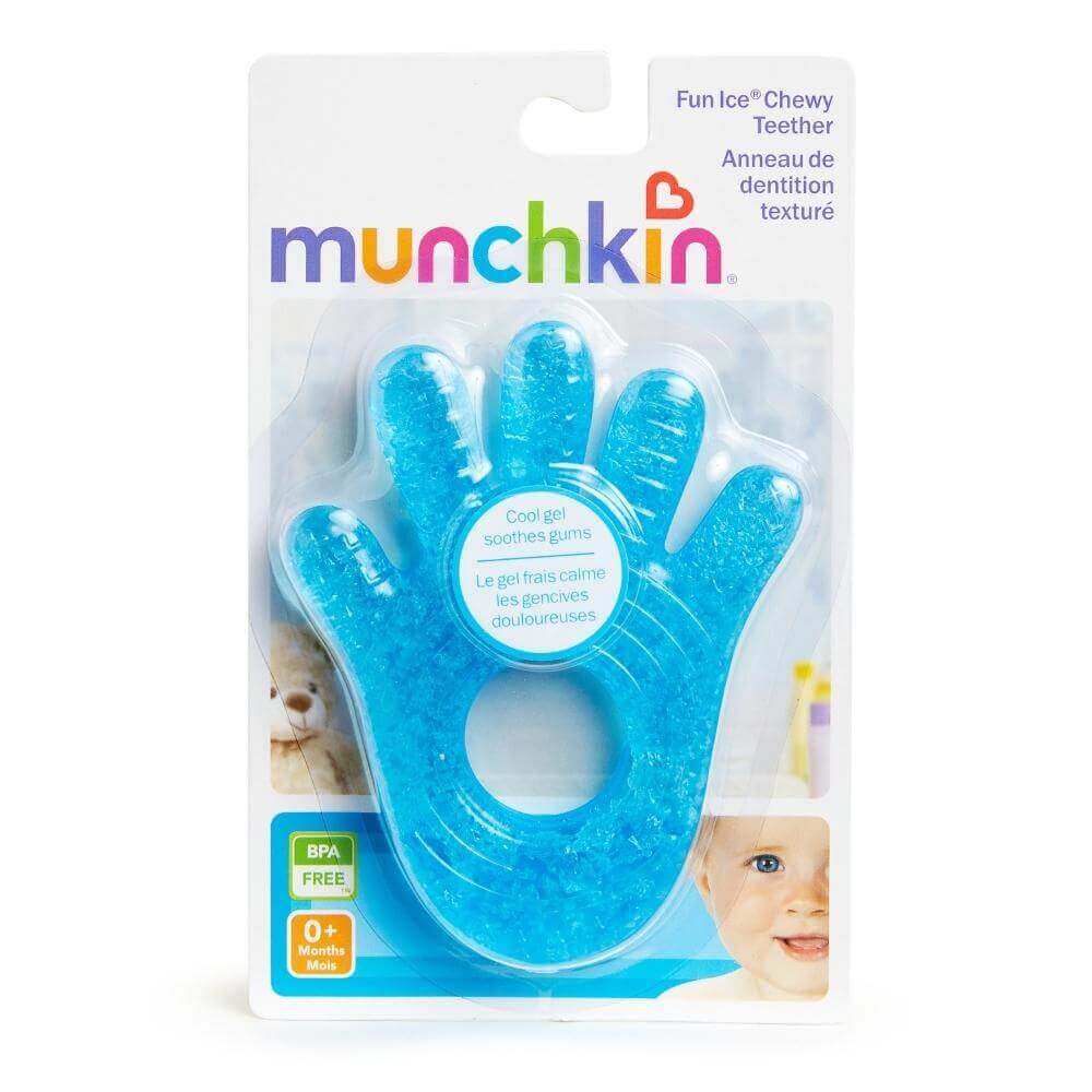 Munchkin Fun Ice Chewy Teether hand-shaped blue cooling gel teether