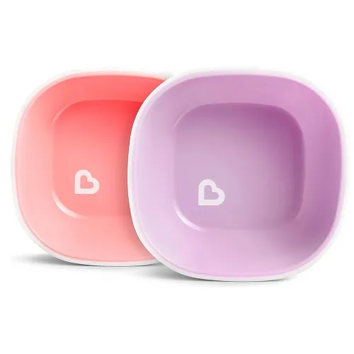 Munchkin cutlery set pink and purple bowls with heart design pair