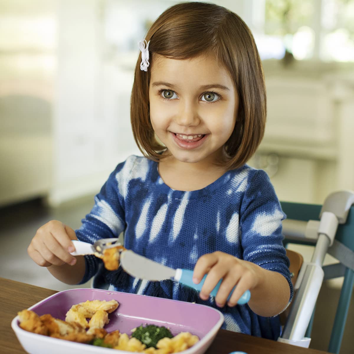 Munchkin Splash Toddler Cutlery Set 3-pack blue utensils for ages 8+