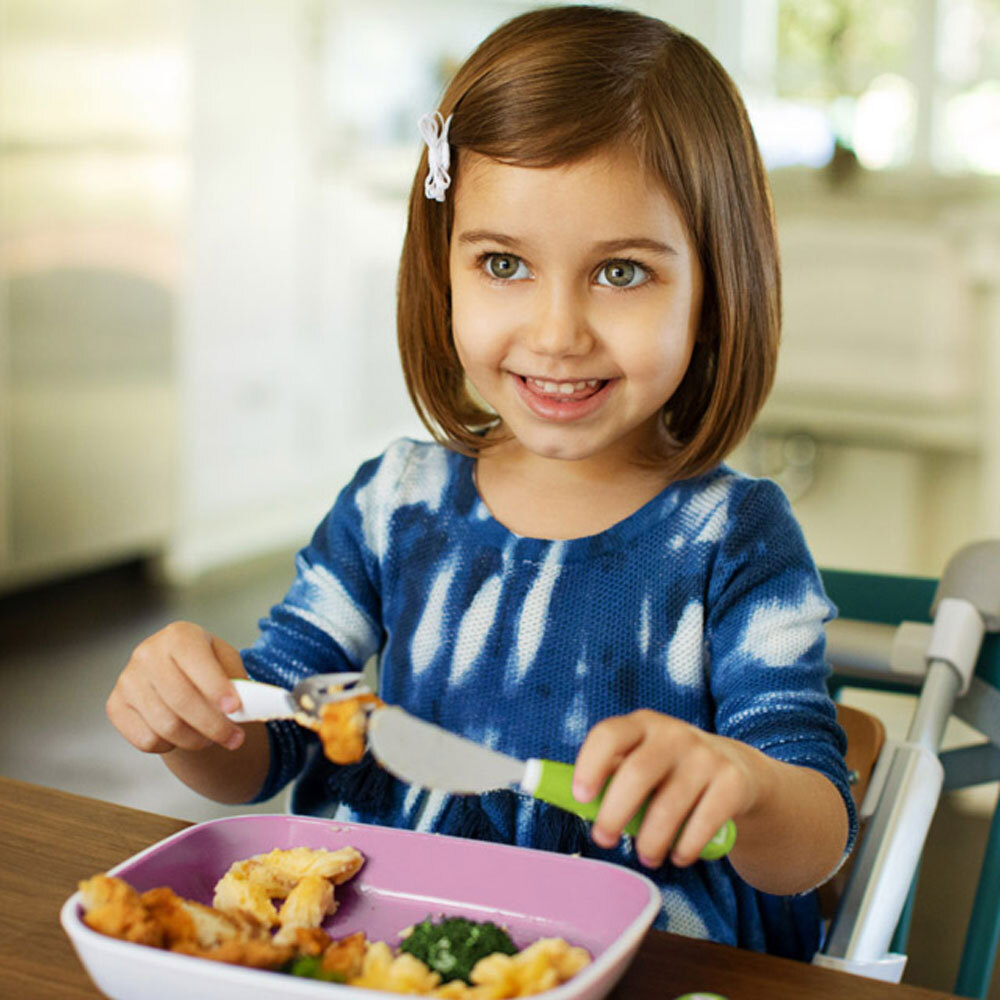 Munchkin Splash Toddler Cutlery Set 3-pack green utensils for ages 8+